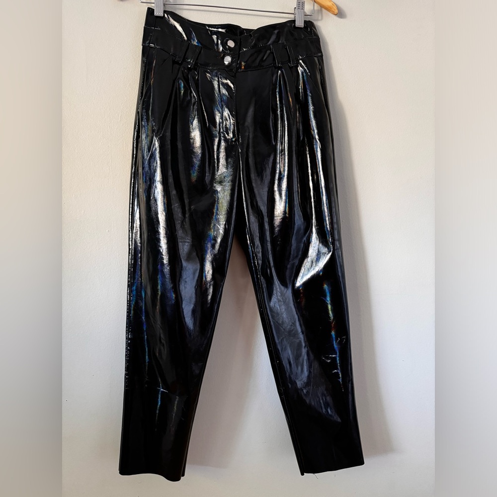 Black Patent Leather High Waisted Pants
